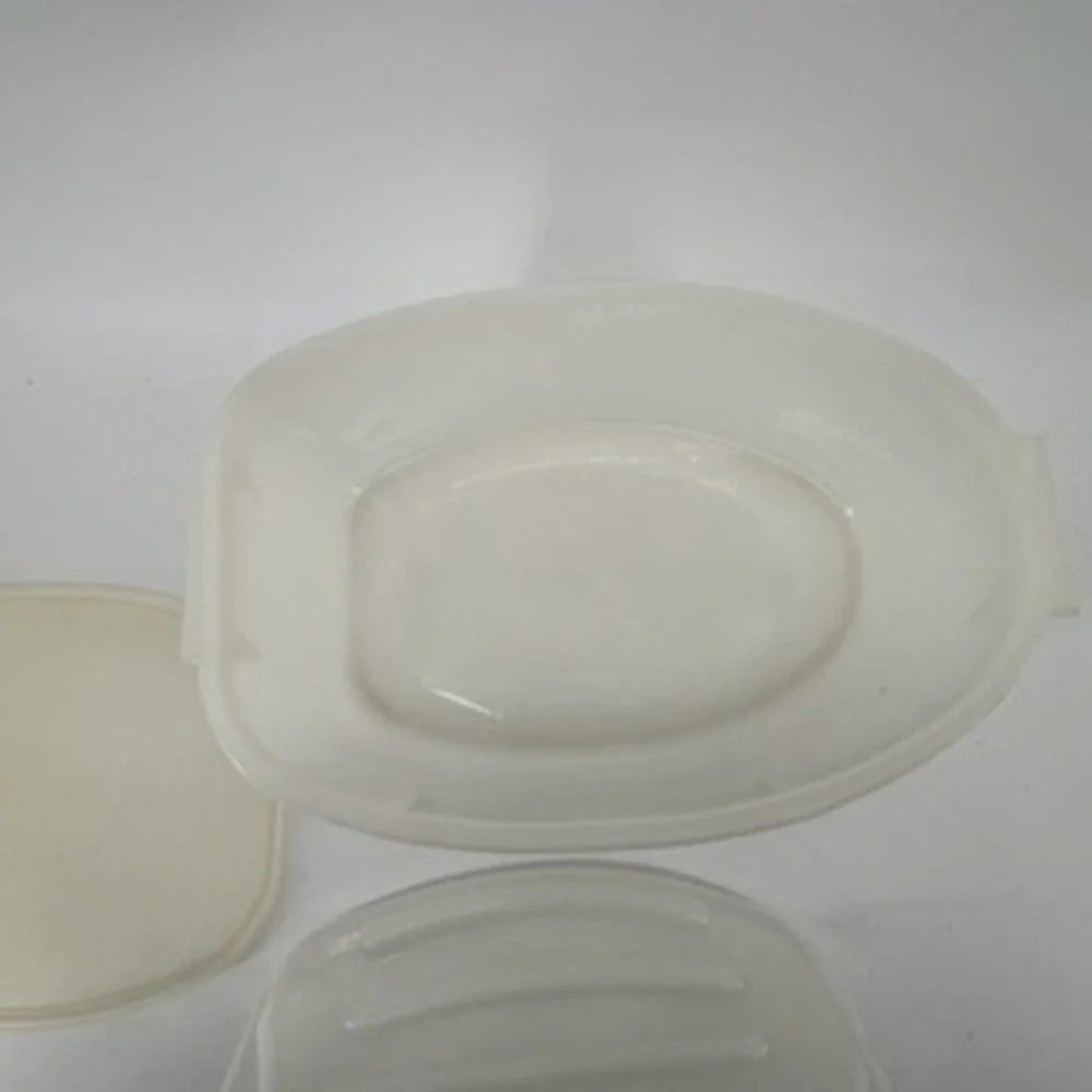 Vintage Tupperware Ham Keeper Oval Food Storage Container with Rack Almond 794